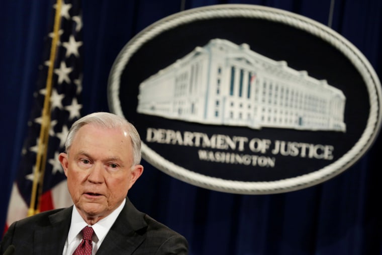 Image: Attorney General Jeff Sessions speaks at a news conference in Washington
