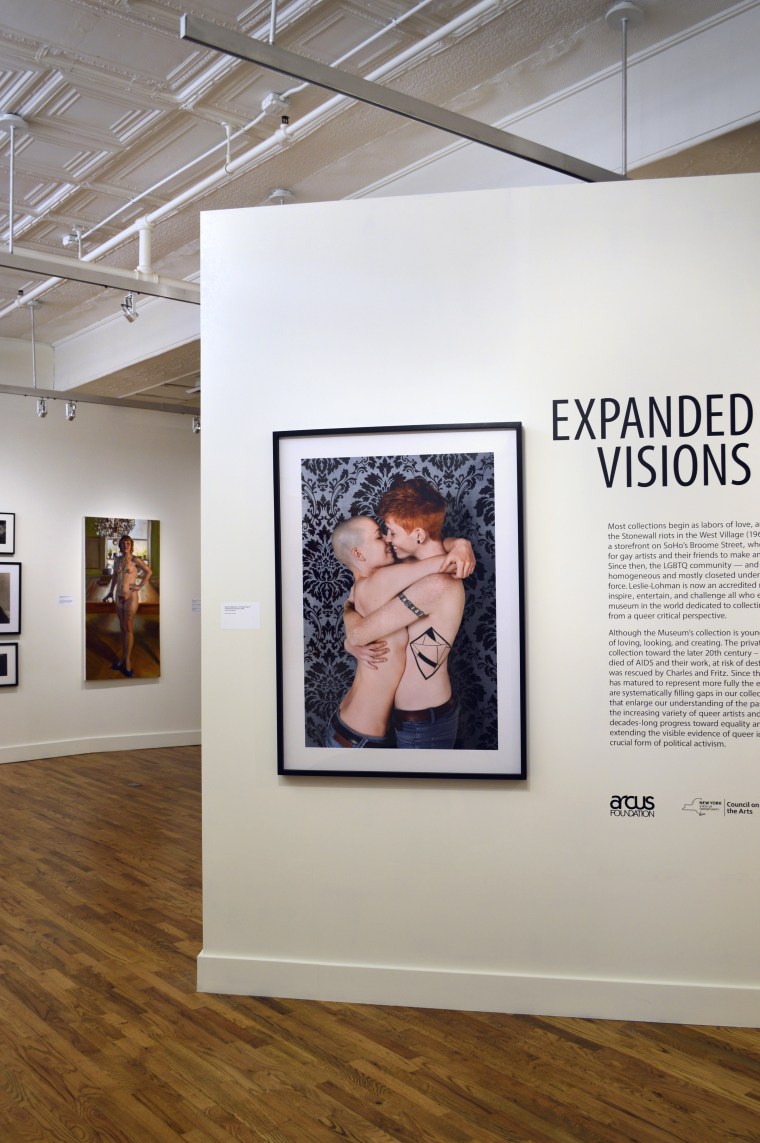 Installation view, Expanded Visions: Fifty Years of Collecting, at Leslie-Lohman Museum of Gay and Lesbian Art, 2017.