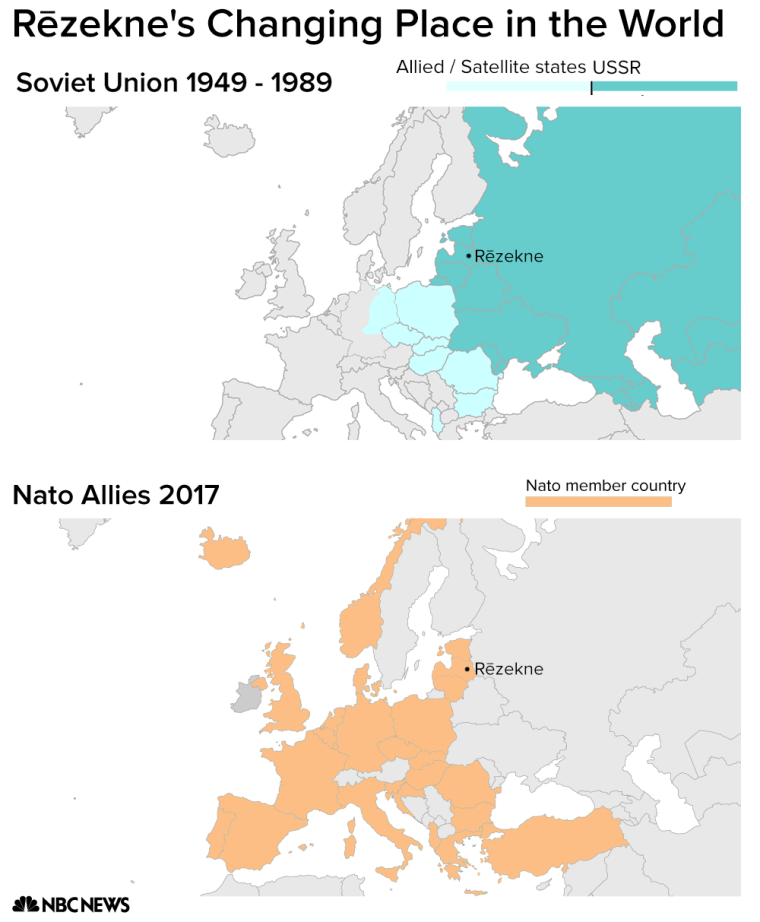 Image: Map of Rezekne in the Soviet Union and then NATO