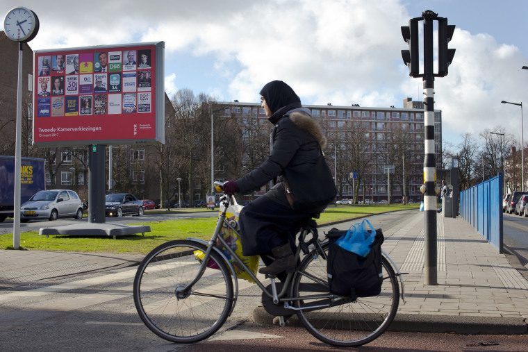 Image: Islamic headscarves have become an issue in this week's Dutch elections.