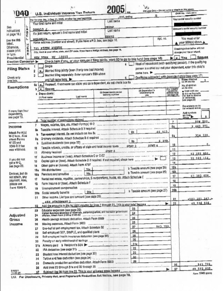 2005 tax return form