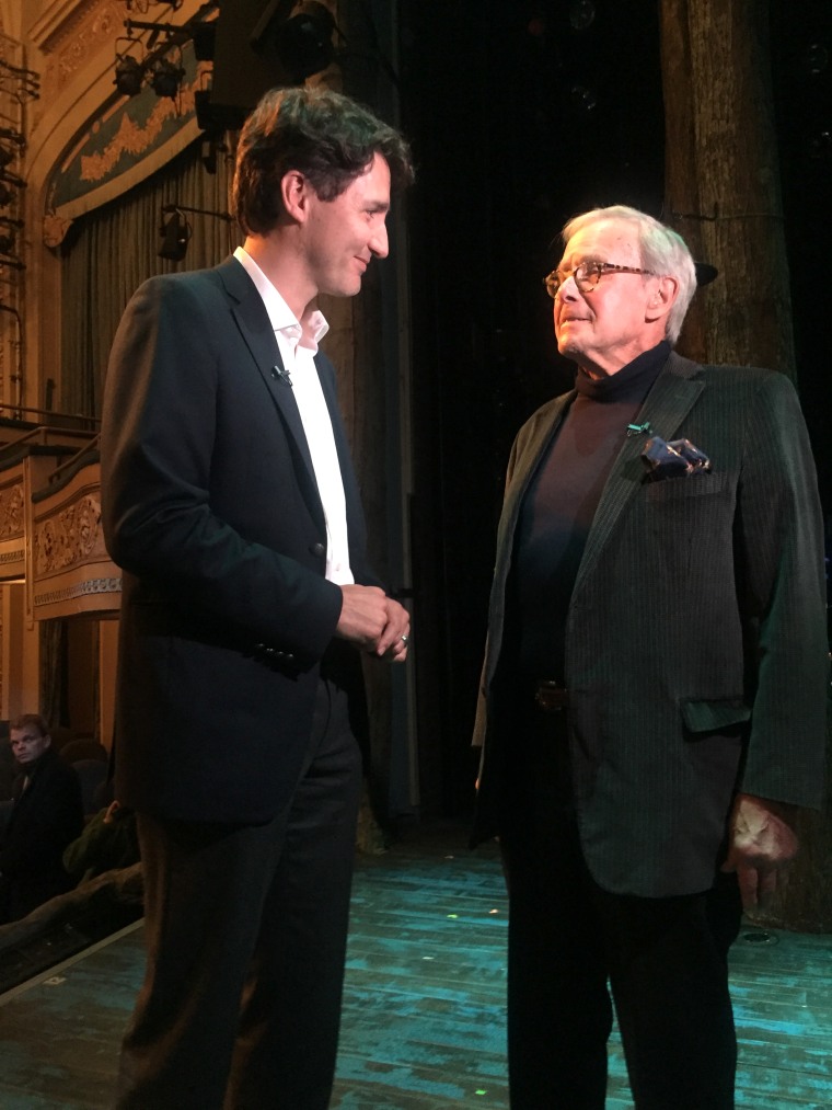 Image: Justin Trudeau speaking to Tom Brokaw