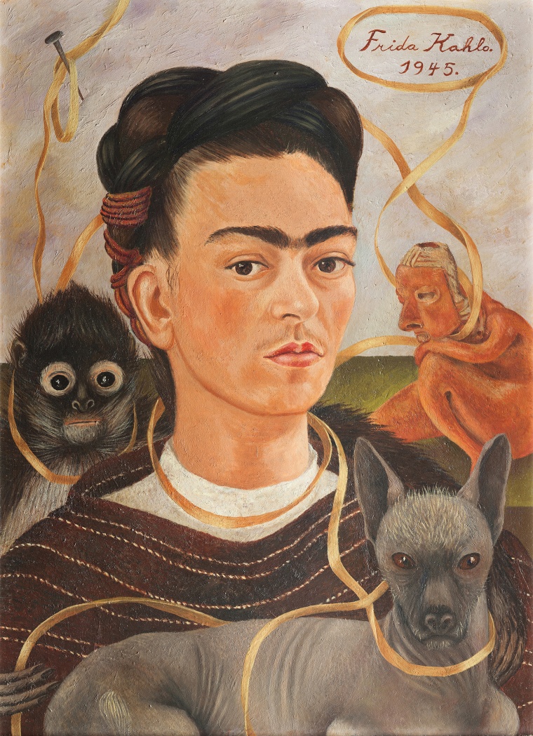 Autorretrato con changuito (Self Portrait with Small Monkey), 1945 Oil on composite board.