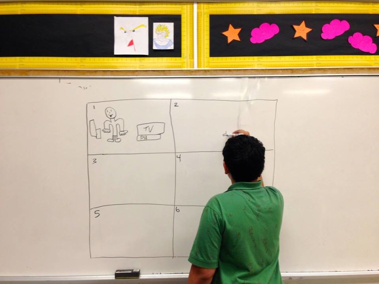 A New York City student crafting a production storyboard.