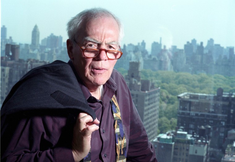Image: Columnist Jimmy Breslin poses in his New York apartment, May 7, 2002.
