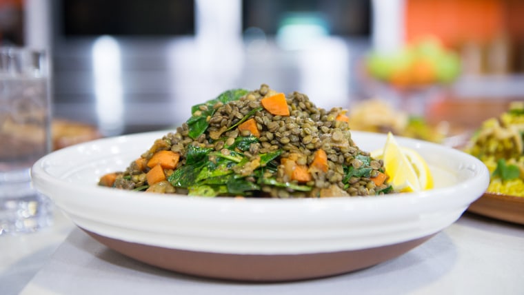 Palak Patel and Matt Lauer make Indian recipes on the Today Show. March 20, 2017.  Warm Lentil Salad