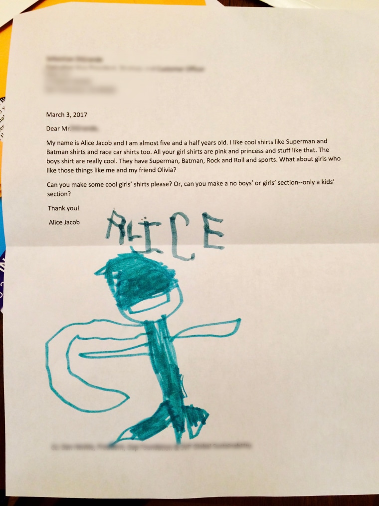 5-year-old girl writes a letter to Gap asking for more gender-neutral clothes.