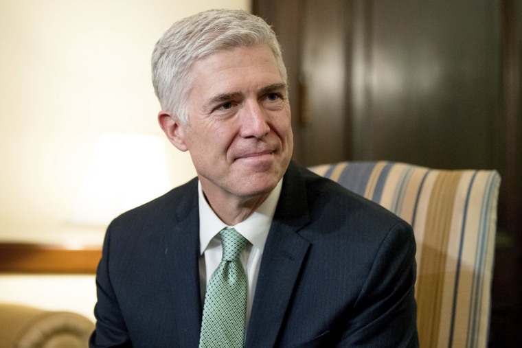Image: Supreme Court Justice nominee Judge Neil Gorsuch is pictured on Capitol Hill in Washington, D.C., Feb. 14, 2017.