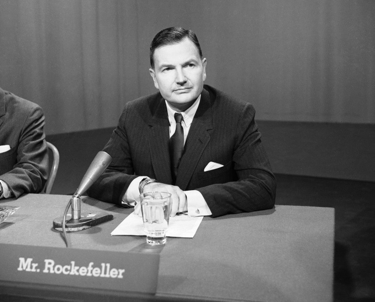 David Rockefeller, brother of New York's Gov. Nelson Rockefeller and president of the giant Chase Manhattan Bank, appears on NBC's "Meet the Press" in 1963.