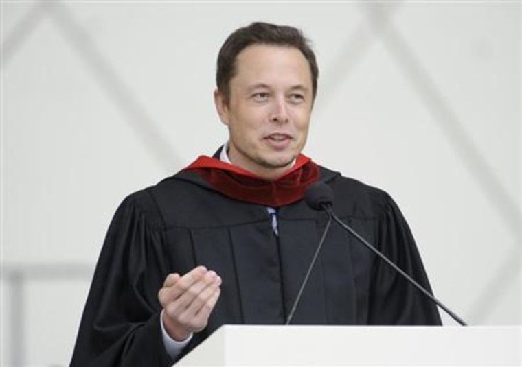 Elon Musk, co-founder of SpaceX and Tesla Motors, speaks at the California Institute of Technology commencement ceremony in Pasadena