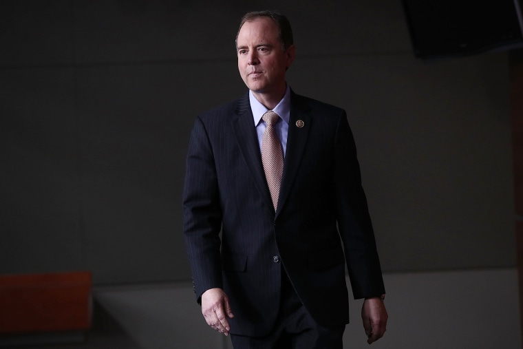 Image: U.S. Rep. Adam Schiff arrives at a press conference