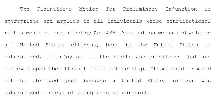 Ax excerpt taken from U.S. District Judge Ivan Lemelle's opinion granting an injunction.