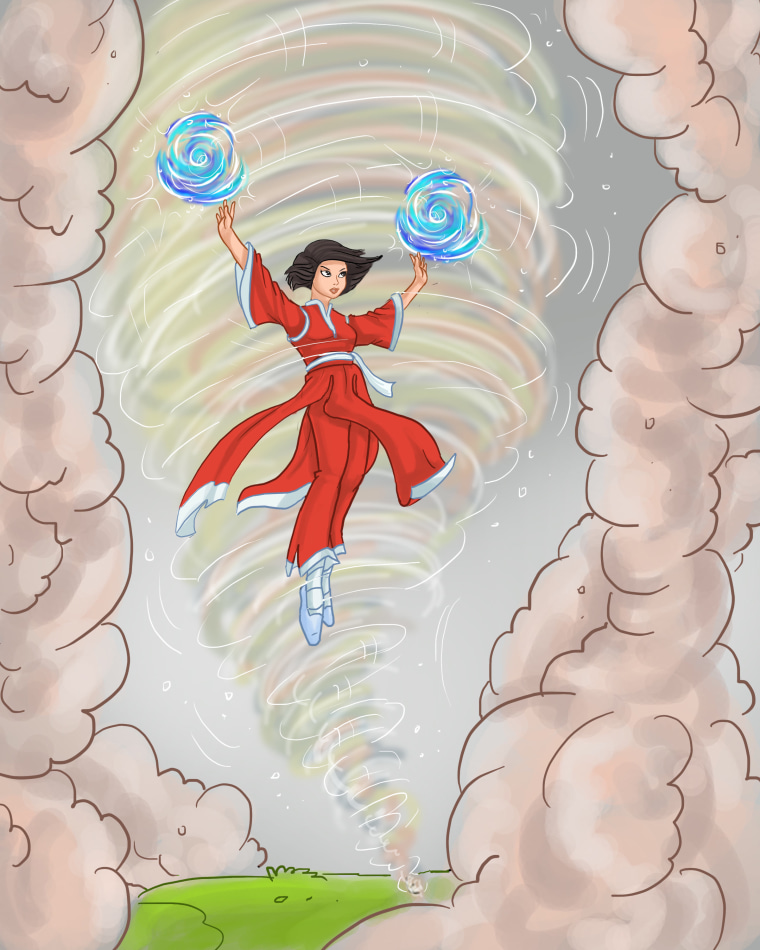 Princess Ten Ten fights back against air pollution using her Tiandao wind powers