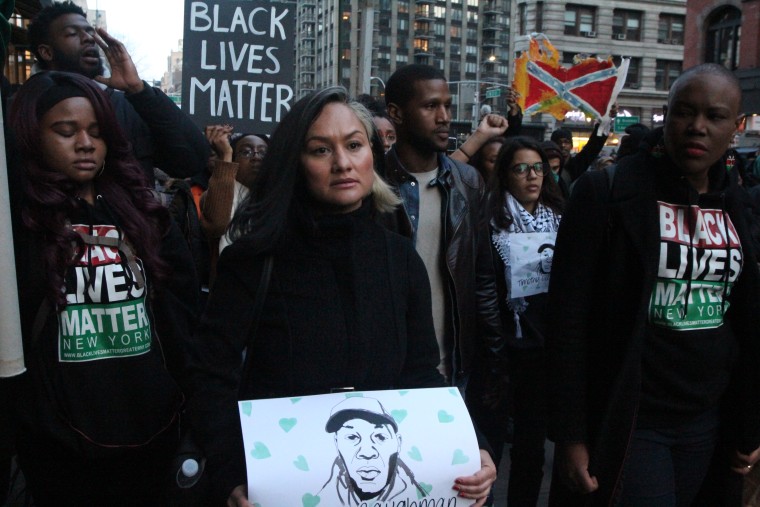 Carmen Perez at March 24, 2017, NYC Resists Hate Crimes march.