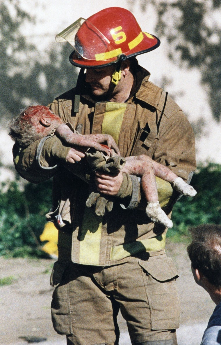 Oklahoma City firefighter holding baby in iconic photo retires