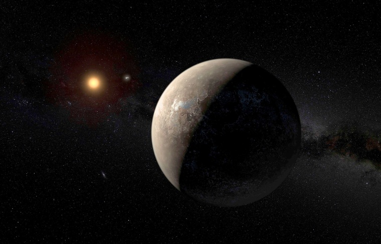 Image: The planet Proxima b orbiting the red dwarf star Proxima Centauri, the closest star to our Solar System, is seen in an undated artist's impression