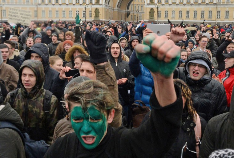 Image: Protest in St. Petersburg, Russia