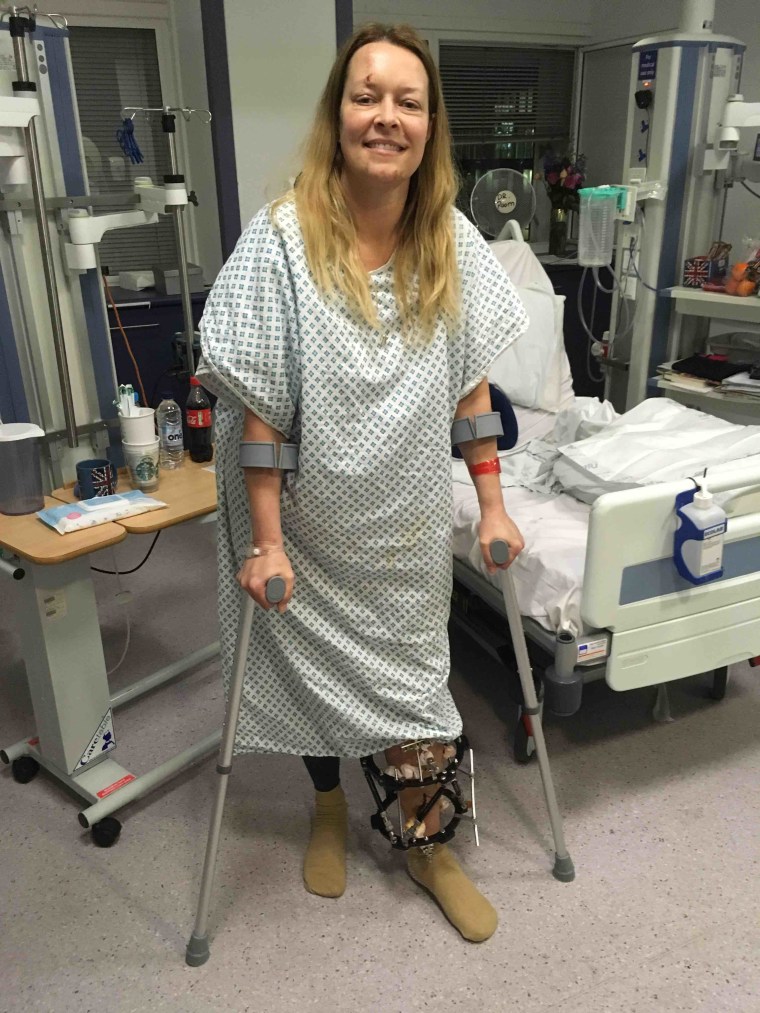 Image: Melissa Cochran stands in a hospital room