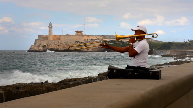 Trombone player on the Malecon