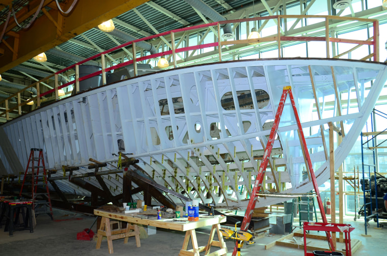 Image: Hull ribs surround PT-305's bow and crew's quarters.