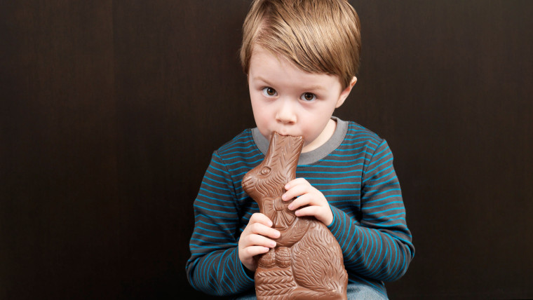 Boy Eating Chocolate Bunny