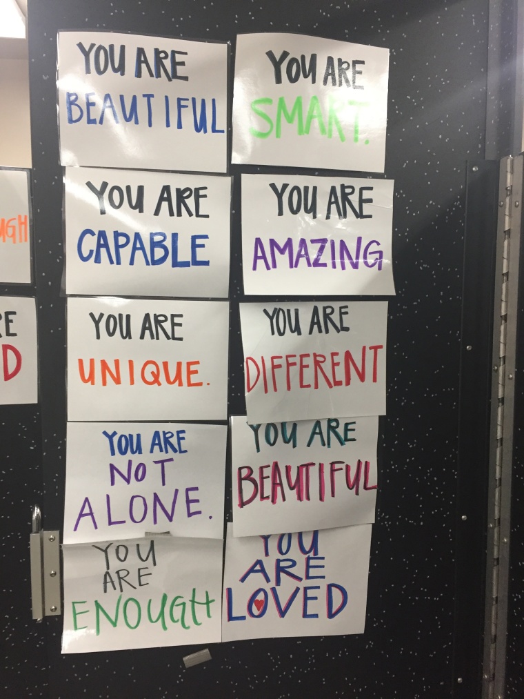 Chelsea Maxwell, the school's activity director, told TODAY the signs were "meant to brighten our students’ days and remind them that they are enough."