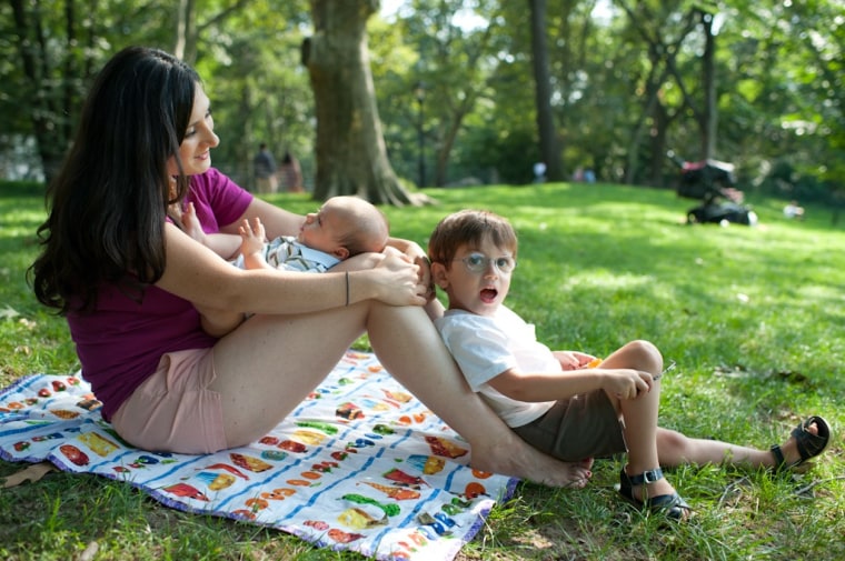 Lauren Brody with her boys, on the last day of her maternity leave.