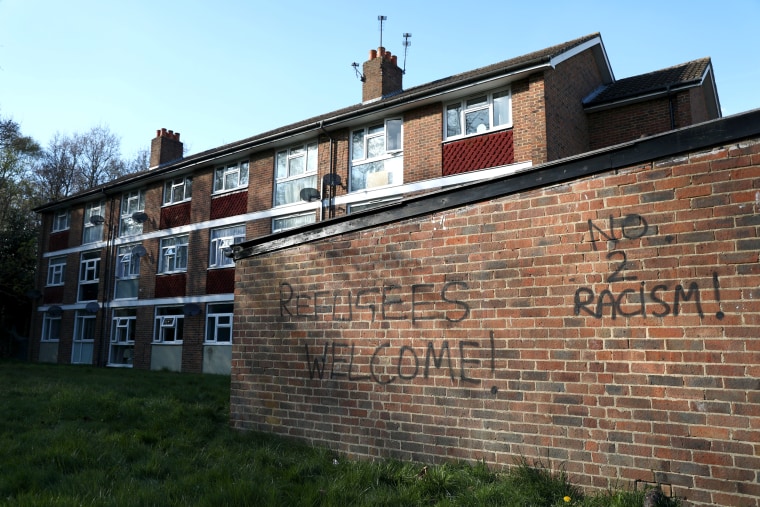 Image: Graffiti is seen on a wall near the scene of a violent attack in Croydon, London