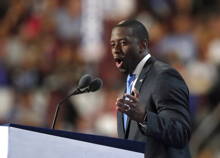 Image: Andrew Gillum speaks at the DNC