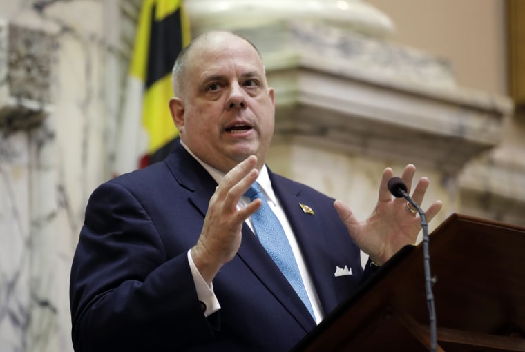 Image: Maryland Gov. Larry Hogan delivers his annual State of the State address to a joint session of the legislature in Annapolis, Maryland on Feb. 1, 2017.