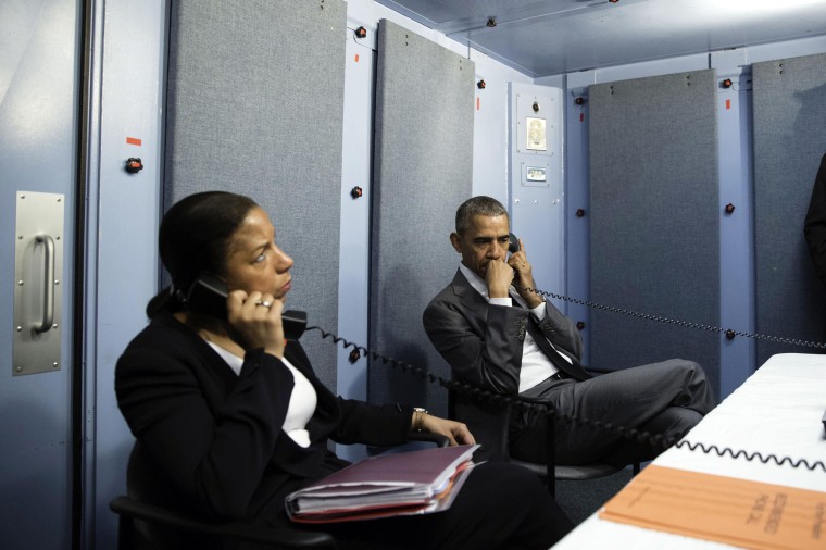 Image: President Barack Obama and National Security Advisor Susan E. Rice get update on Brussels bombing