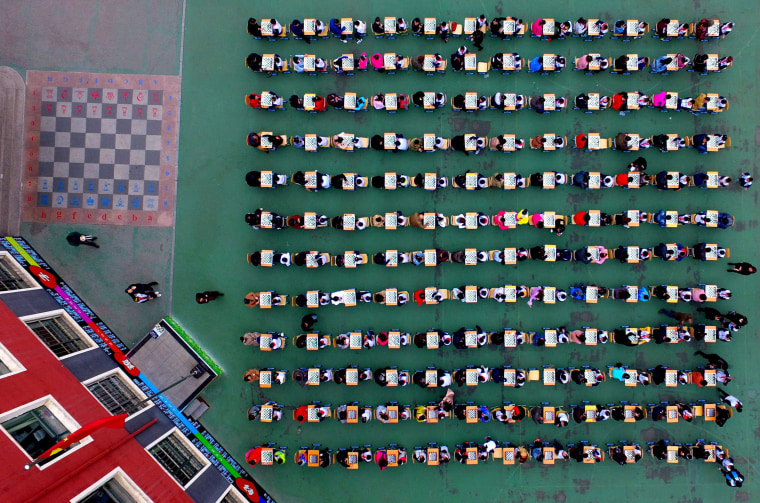 Image: Chinese students participate in a chess competition