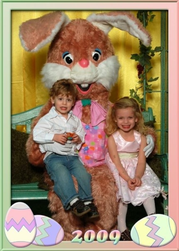 While Makayla was terrified of the bunny in 2007, two years later she was all smiles.