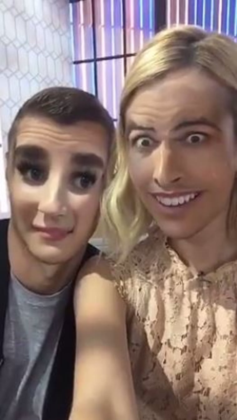 Emma Roberts and Dave Franco swap faces while promoting 'Nerve'.