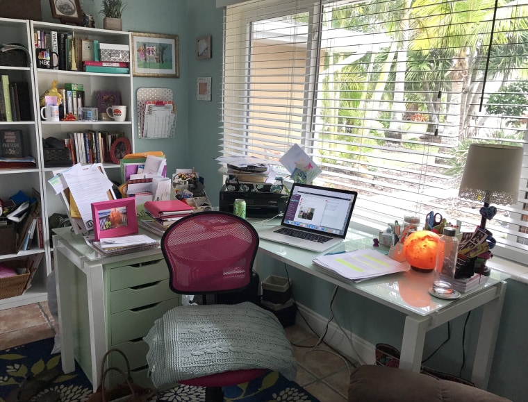 TODAY Parents Contributing Editor Terri Peters has carved out her own work space in her home, but she doesn't even walk in there without getting fully dressed first, she said. 