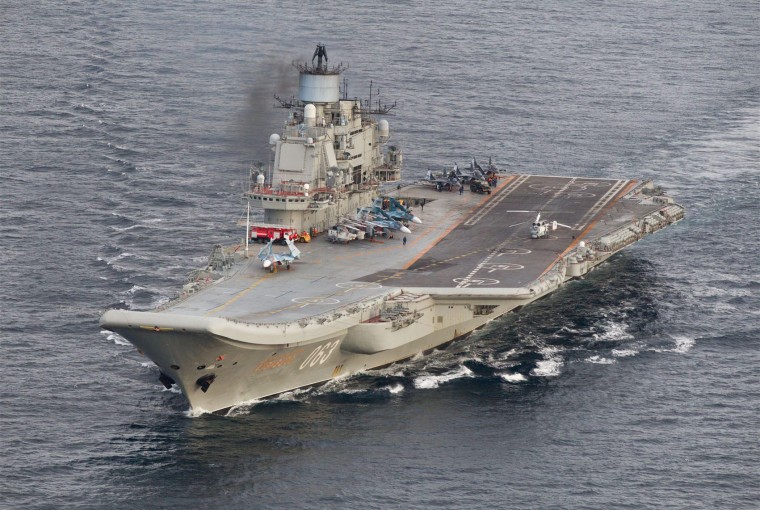 Image: Russian aircraft carrier Admiral Kuznetsov in international waters off the coast of Northern Norway