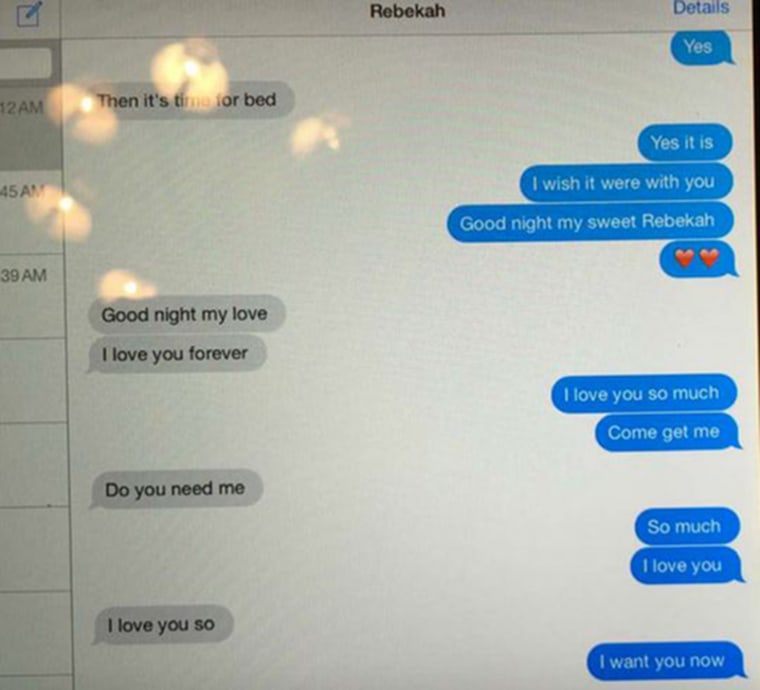 Image: Text message exchange reportedly between Alabama Governor Robert Bentley and former adviser Rebekah Caldwell Mason