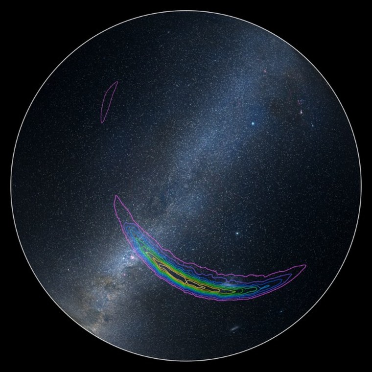 The approximate location of the source of gravitational waves detected on September 14, 2015, by the twin LIGO facilities is shown on this sky map of the southern hemisphere.