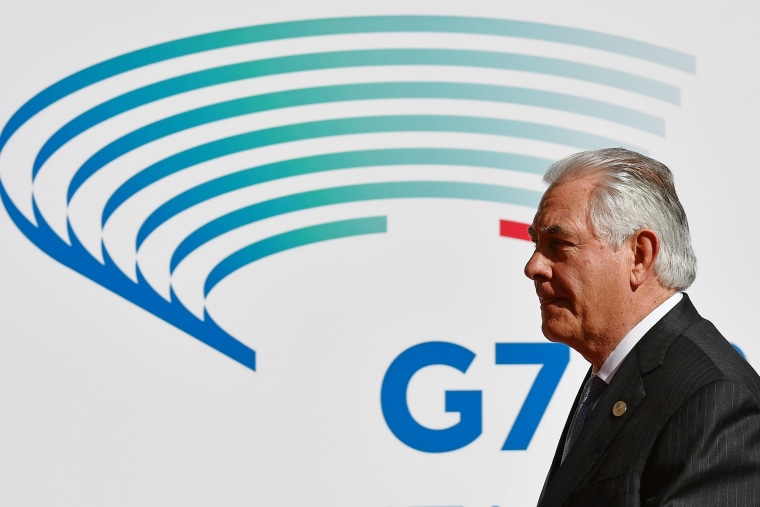 Image: Rex Tillerson has been at the G-7 in Italy and will head to Moscow later for talks with Russia on Syria