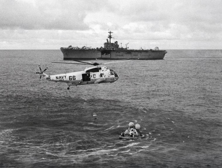 Helicopter Recovering Apollo 13 Capsule
