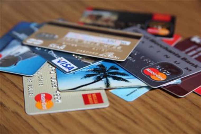 A stack of credit cards are shown in this undated photo