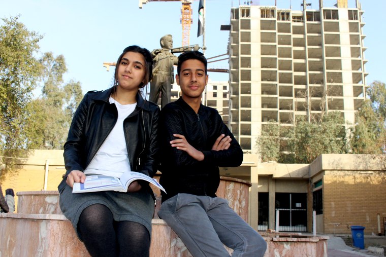 Image: Balqis Ahmed and Abdulhassan Mohammed, both 16, feel their school is an escape from life in Baghdad