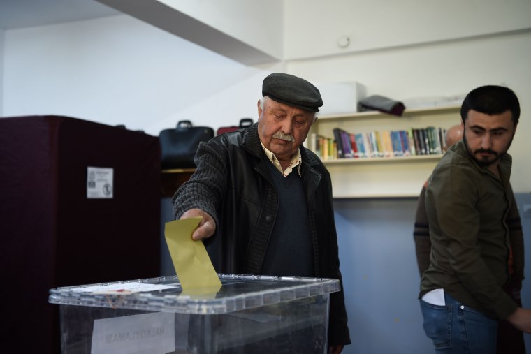 Image: Voting began early on Sunday in Turkey's referendum.