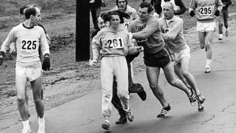 Kathy Switzer Roughed Up By Jock Semple In Boston Marathon
