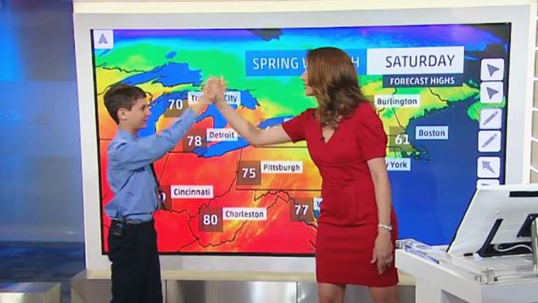 Ryan Mishura on live Weather Channel segment courtesy of Make-A-Wish.