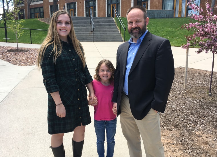 Ben Sowards with two of his daughters, Lucinda, 17, and Valerie, 6.