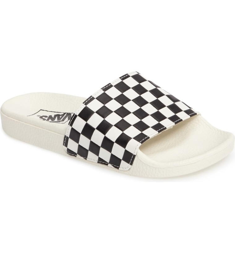 Dark Checkerboard Luxury Slide Sandals