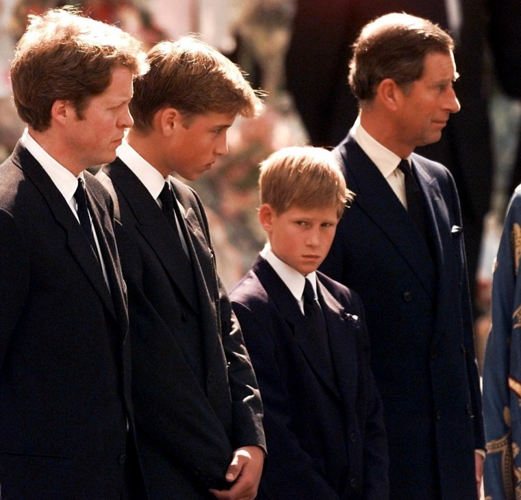 Image: Earl Spencer, Prince William, Prince Harry and Prince Charles