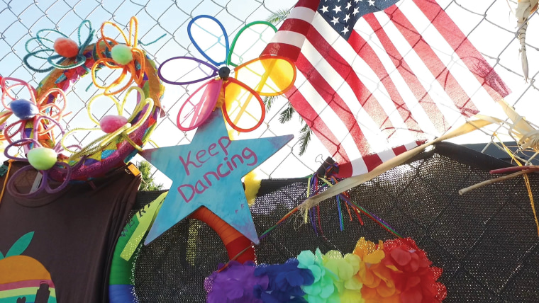 Memorial for the victims of the Pulse nightclub shooting in Orlando, Florida, in a still from "Love the Sinner."