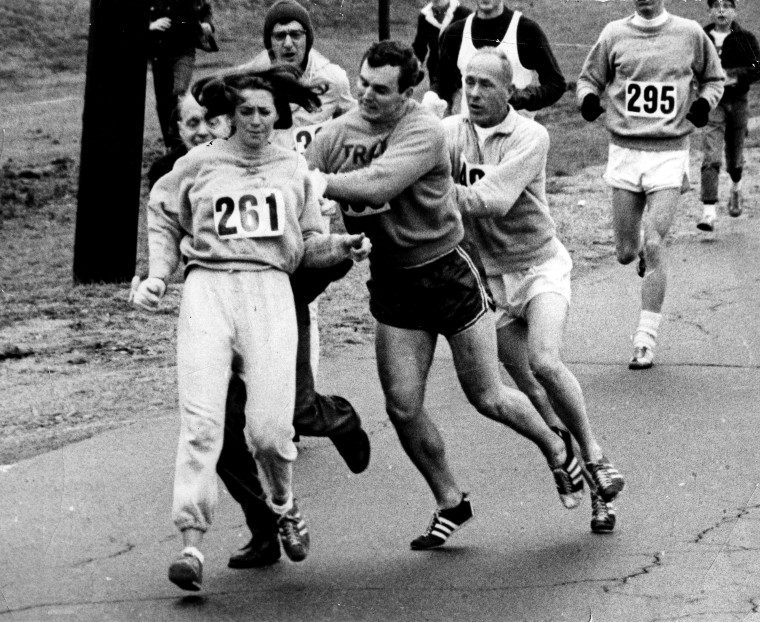 Kathy Switzer Roughed Up By Jock Semple In The Boston Marathon